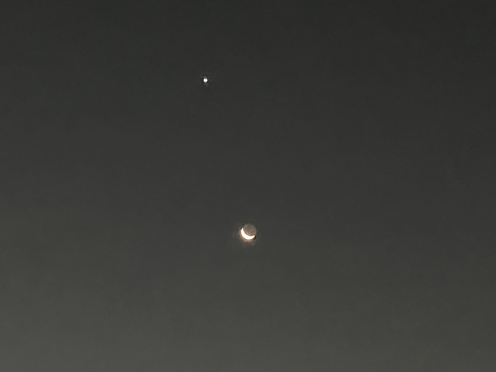 三日月と金星の画像