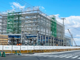 「ホームセンタームサシ 京都八幡店」に建設中の「クレーン修理工場」の画像１