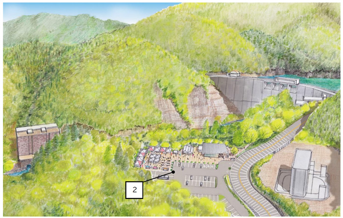 天ケ瀬ダム 展望台予定地のパース